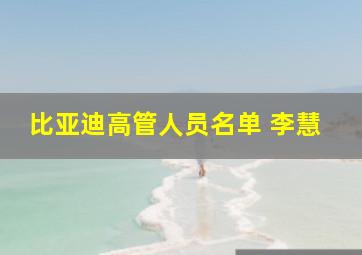 比亚迪高管人员名单 李慧